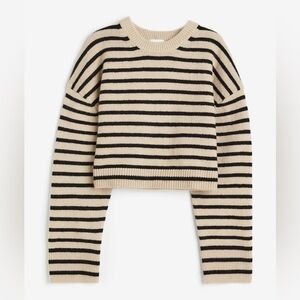 H&M Beige Striped Short Sweater